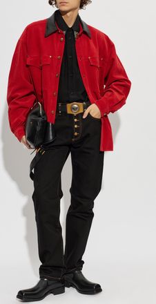 Versace Corduroy Shirt With Pockets, Mens, Red