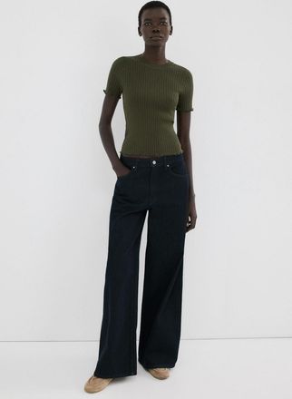 Mango Maglietta maglia a coste kaki - Donna - XS - MANGO