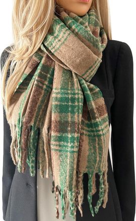 The Accessory Co. Tartan Scarf Checked Blanket Scarf Women, Oversized Scarf Shawl Wrap, Ladies Scarves, Rainbow Plaid Scarf Long Large Warm Winter Scarf, Colour Block, 