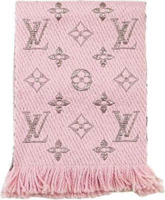 Louis Vuitton Pre-owned Echarpe Logomania Monogram Wool Silk Metallized Scarf - Dames - Vintage Accessoires - Roze - ONE Size - Wol - Vintage