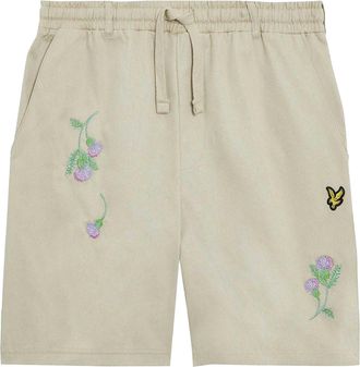 Lyle & Scott Heren Thistle Club Geborduurd Logo Shorts (Crème)