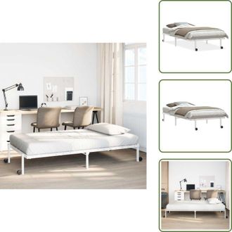 vidaXL Giroletto per camera da letto - vidaXL Giroletto senza Materasso Pieghevole Bianco 100x200 cm Acciaio - Giroletto con ruote