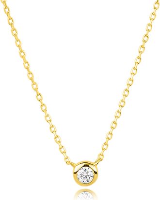 MAX + STONE 10k Yellow Gold Dainty Lab Grown Diamond Pendant with Adjustable 16-18 Chain