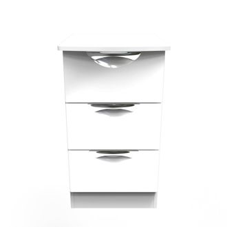 Welcome Furniture Cairo Ready Assembled Bedside Table with 3 Drawers - White Gloss & White - Welcome Furniture | TJ Hughes