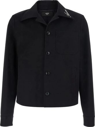Amiri Overhemden, Heren, Zwart, M, Script Cot Blouson