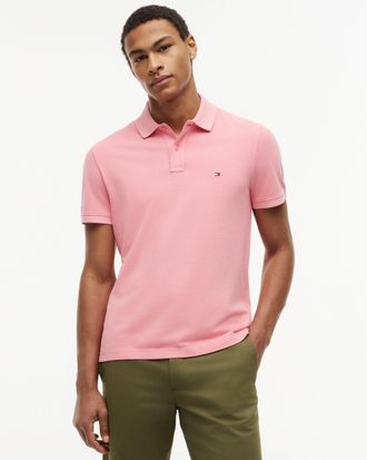 Tommy Hilfiger Mens Regular Fit Short Sleeve Fit Polo in Pink Cotton - Size X-Large