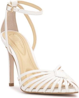 Jessica Simpson Paveri Ankle Strap Pointed Toe Pump in White at Nordstrom, Size 9.5