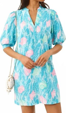 Lilly Pulitzer Mialeigh Elbow Sleeve Linen Dress In Capri Blue Shelden