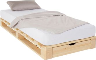 HOME AFFAIRE Palettenbett »ALASCO BESTSELLER! Mit Schublade« zertifiziertes Massivholz, erweiterbar zum Doppel- oder Familienbett