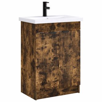 vidaXL Juego De Muebles De Ba&ntilde;o Roble Ahumado 78,5 X 37,5 X 81 Cm Vidaxl