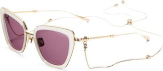Valentino C Chain Zonnebril - Dames - Zonnebrillen - Wit - 53 MM - Accessoires