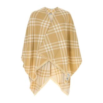 Burberry Capes, unisex, Beige, Size: ONE SIZE Embroidered Wool Blend Cape
