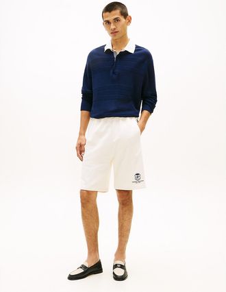 Tommy Hilfiger Mens Monogram Crest Terry Sweatshort - Ivory Petal - XS