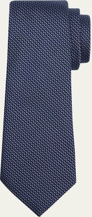 Giorgio Armani Mens Woven Micro-Geometric Silk Tie