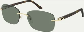 Cartier Mens Rimless Metal Rectangle Sunglasses