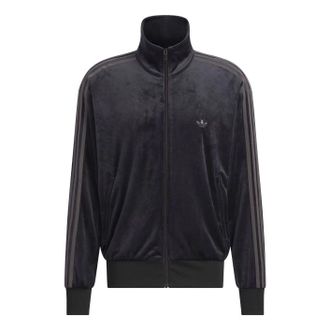 adidas Firebird Velour Track Jacket Asia Sizing Black KQ5474