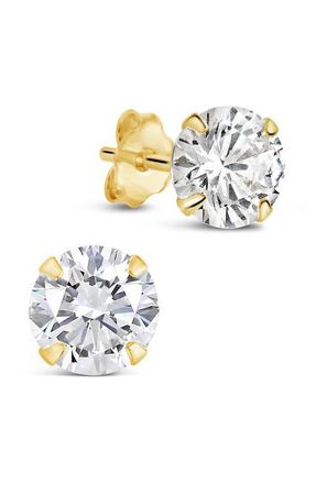 Sterling Forever Cubic Zirconia Stud Earrings in Gold at Nordstrom