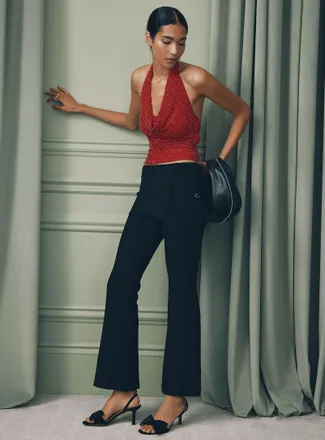 Twik Womens Bootcut-leg dress pant with wrap-style skirt