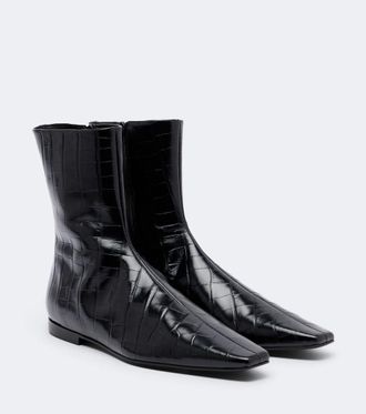 Toteme Croc-effect leather ankle boots