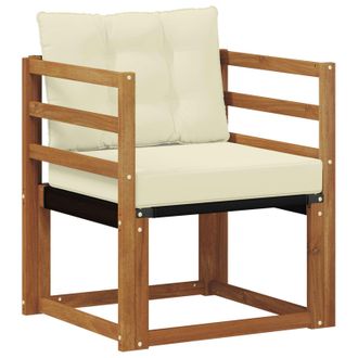 vidaXL Sof&aacute; De Exterior Madera De Acacia S&oacute;lida Natural Y Crema Vidaxl