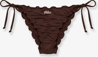 MC2 Saint Barth Womens Swim Briefs Miami Brown Embroidered Polyamide Swimwear Sea Clothing