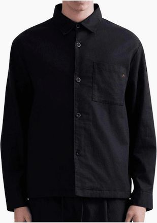 Replay Mens Linen Button Up Black Shirt - Size: 40/Regular