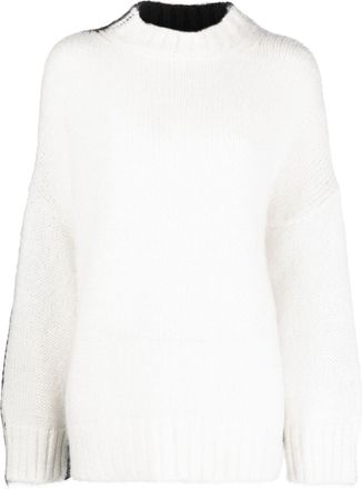J.W.Anderson colour-block crew-neck jumper - women - Acrylic/Polyamide/Mohair/Cotton - S - White