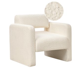 Beliani Beliani - Sill&oacute;n De Boucl&eacute; Decorativo De Estilo Retro Para Sala De Estar Blanco Crema Hallsberg