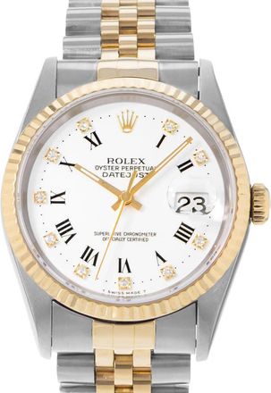 Rolex Pre-owned Rolex Datejust 36 Automatic Chronometer Diamond White Dial Mens Watch 16233 WDJ