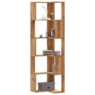 Berkfield Home Corner Bookcase 5-Tier Artisian Oak 50x50x179 cm Engineered Wood in Brown | Size: 50 x 50 x 179 cm