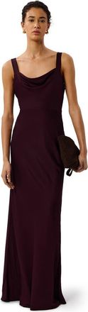 Whistles Thea Cowl Satin Maxi Dress in Chocolate at Nordstrom, Size 10