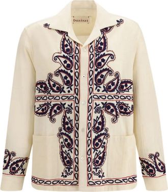 Baziszt Camicia Memento con ricamo - Toni neutri