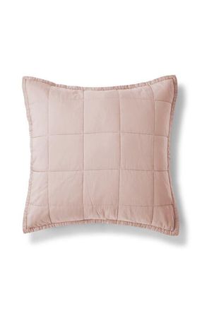 Christy Laundered Cotton Luxury Percale Quilted Sham Pair in Pink at Nordstrom