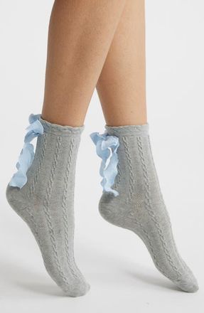 High Heel Jungle Mel Bow Crew Socks in Grey at Nordstrom
