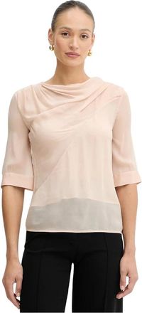 Pinko Blouse met ronde hals - Dames - Blouses - Roze - S - Leer - Overhemden
