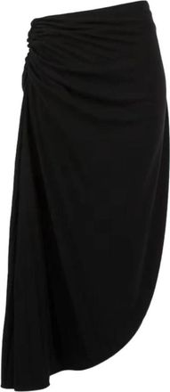 Twinset Asymmetrische Gerimpelde Rok - Dames - Midirokken - Zwart - S - Rokken