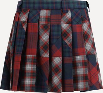 Miu Miu Pleated patchwork tartan mini Skirt Female 38