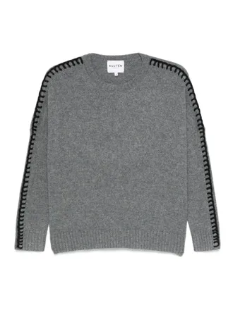 Kujten crew-neck braided-trim sweater - women - Cashmere - 3 - Grey