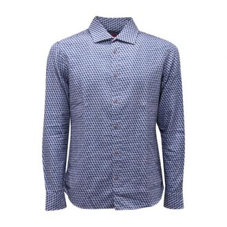 Altea Abstract Chevron Shirt Model 1564115/02R - Heren - Casual Overhemden - Blauw - M - Overhemden