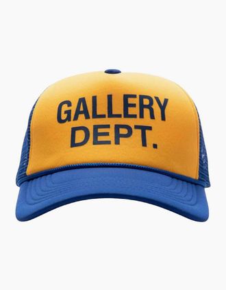 Gallery Dept. Mens Gallery Dept Logo Trucker Cap in Navy Yellow - Blue - Size: BLUE,ONE size,attributes