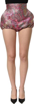 Dolce & Gabbana Womens Pink Floral Highwaist Jacquard Hotpants Shorts