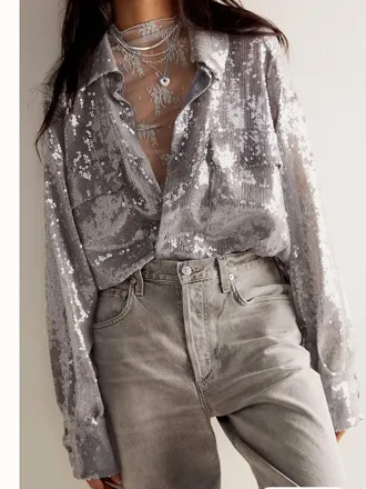 Free People Disco Margarita Buttondown In Rocket