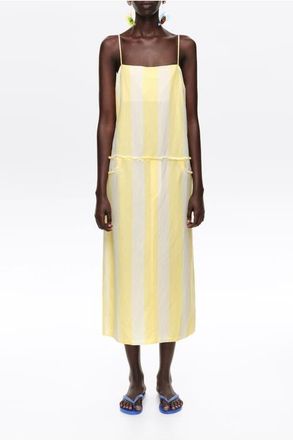 Bimba & Lola Straight Striped Linen Dress in Stripes Limelight at Nordstrom, Size Xx-Small