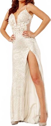 Jovani Sleeveless Sequin Prom Gown In Cream