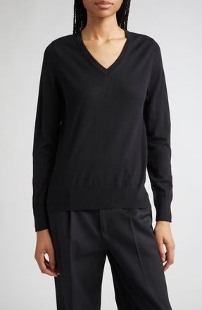 Nellie Partow Franca Tissue Weight Virgin Wool Sweater in Black at Nordstrom, Size Medium