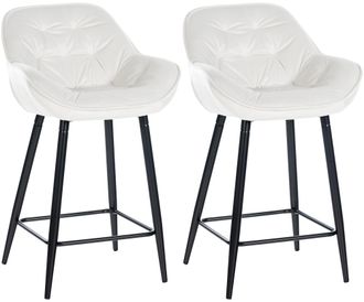Clp Clp - Set De 2 Taburetes De Bar Gibson 76 De Terciopelo Blanco Crema