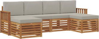vidaXL Conjunto De Sof&aacute;s De Exterior 6 Uds. Natural Y Gris Claro Vidaxl