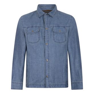 Moorer Denim Shirts, male, Blue, Size: M Denim Shirt with Pockets and Buttons
