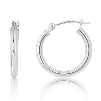 MAX + STONE Solid 10k or 14k Gold 2mm Thick Tube Hoop Earrings 12MM to 50MM