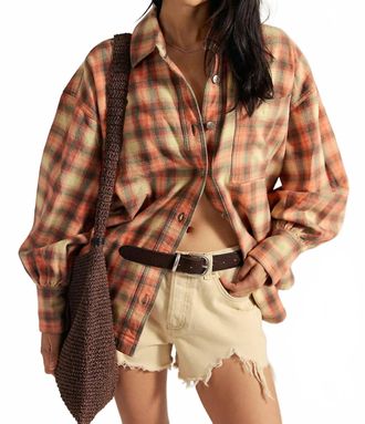 Free People Ashley Plaid Shirt In Sand Combo